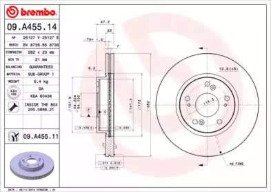 Тормозной диск A.B.S. 09.A455.14