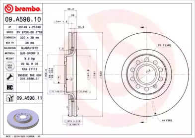 Тормозной диск A.B.S. 09.A598.11