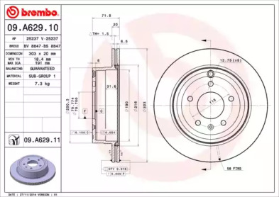 Тормозной диск A.B.S. 09.A629.10