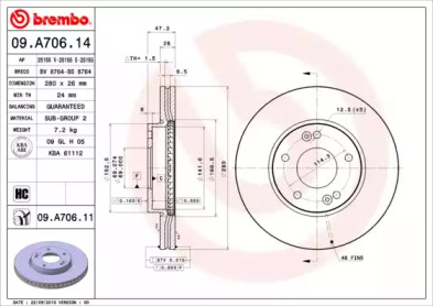 Тормозной диск A.B.S. 09.A706.11