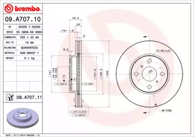 Тормозной диск A.B.S. 09.A707.10