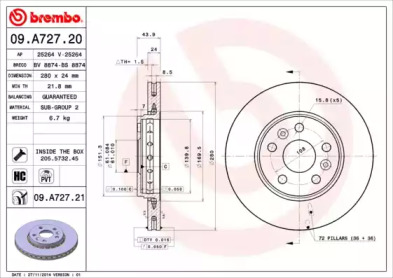 Тормозной диск A.B.S. 09.A727.20