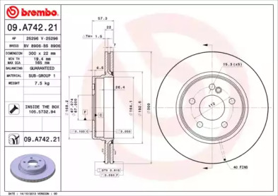 Тормозной диск A.B.S. 09.A742.21