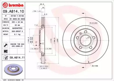 Тормозной диск A.B.S. 09.A814.11