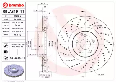 Тормозной диск A.B.S. 09.A819.11