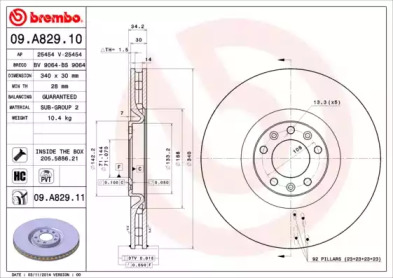 Тормозной диск A.B.S. 09.A829.11