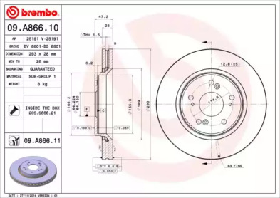 Тормозной диск A.B.S. 09.A866.10