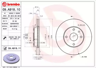 Тормозной диск A.B.S. 09.A918.10