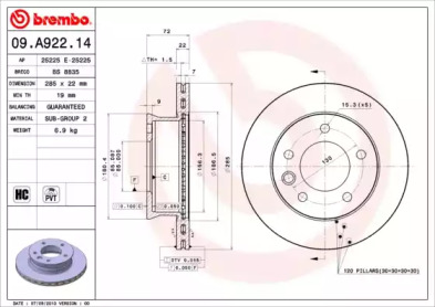 Тормозной диск A.B.S. 09.A922.14