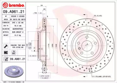 Тормозной диск A.B.S. 09.A961.21