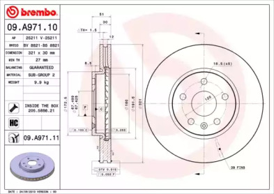 Тормозной диск A.B.S. 09.A971.11