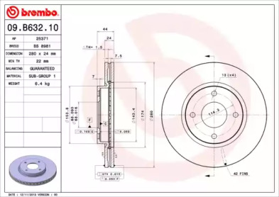 Тормозной диск A.B.S. 09.B632.10