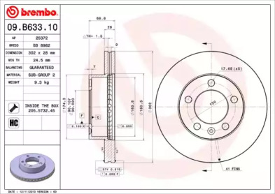 Тормозной диск A.B.S. 09.B633.10