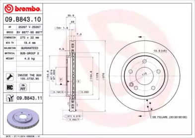 Тормозной диск A.B.S. 09.B843.10