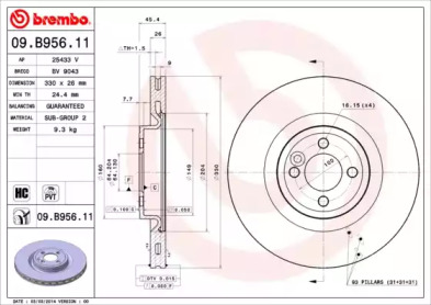 Тормозной диск A.B.S. 09.B956.11