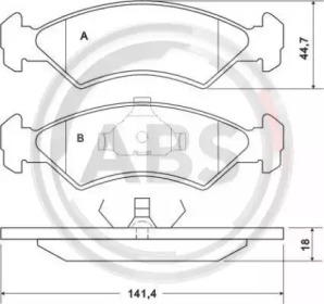 Комплект тормозных колодок, дисковый тормоз A.B.S. 36707