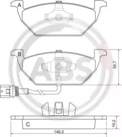 Комплект тормозных колодок, дисковый тормоз A.B.S. 37155