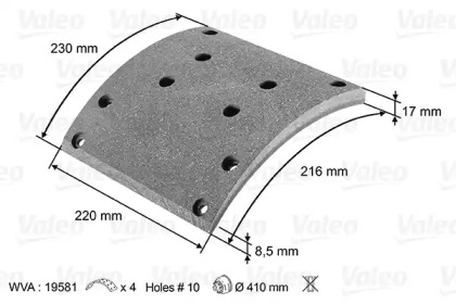 Комплект колодки тормозной накладки VALEO 219800