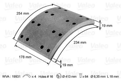 Комплект тормозных башмаков, барабанные тормоза VALEO 124027