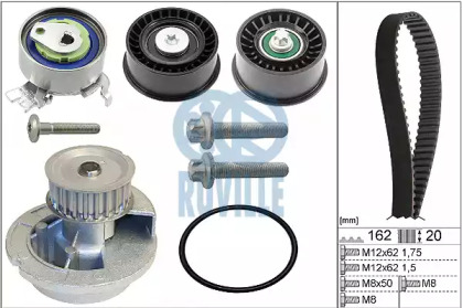 Водяной насос + комплект зубчатого ремня RUVILLE 55327722