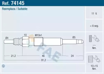 Свеча накаливания FAE 74145