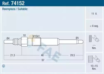 Свеча накаливания FAE 74152