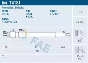 Свеча накаливания FAE 74181