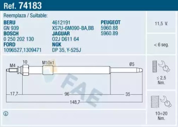 Свеча накаливания FAE 74183