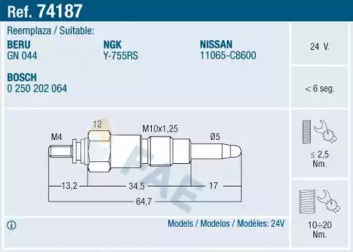 Свеча накаливания FAE 74187