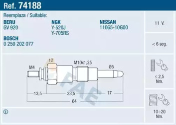 Свеча накаливания FAE 74188