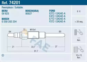 Свеча накаливания FAE 74201