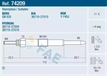 Свеча накаливания FAE 74209