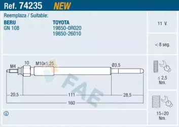 Свеча накаливания FAE 74235