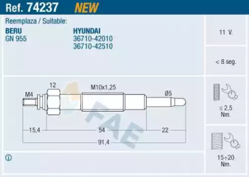 Свеча накаливания FAE 74237