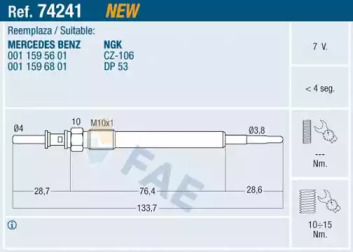 Свеча накаливания FAE 74241