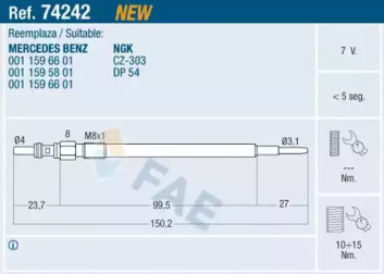 Свеча накаливания FAE 74242