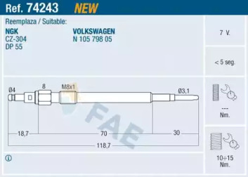 Свеча накаливания FAE 74243