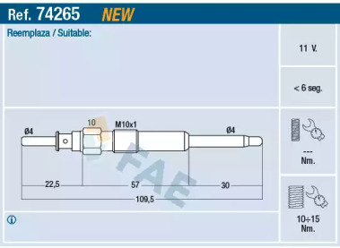 Свеча накаливания FAE 74265