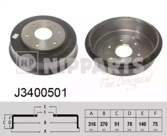 Тормозной барабан NIPPARTS J3400501