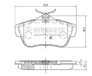 Комплект тормозных колодок NIPPARTS N3612050