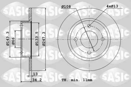 Тормозной диск SASIC 2464R84J