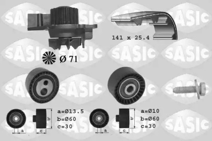 Водяной насос + комплект зубчатого ремня SASIC 3900011