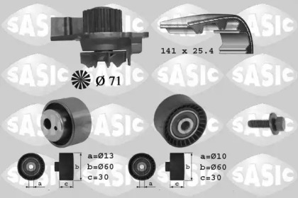 Водяной насос + комплект зубчатого ремня SASIC 3900012