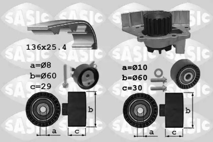 Водяной насос + комплект зубчатого ремня SASIC 3900034