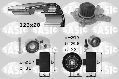 Водяной насос + комплект зубчатого ремня SASIC 3906039