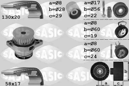 Водяной насос + комплект зубчатого ремня SASIC 3906085