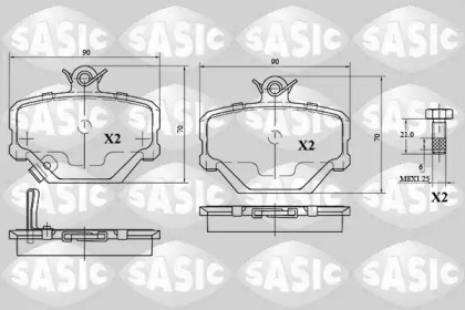 Комплект тормозных колодок SASIC 6216045