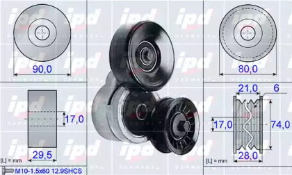 Натяжитель ремня, клиновой зубча IPD 15-3939