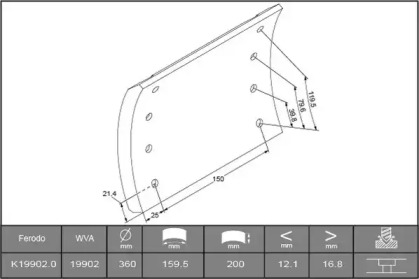 Комплект колодки тормозной накладки ABEX B2053927