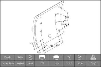 Комплект тормозных башмаков, барабанные тормоза ABEX B2202167